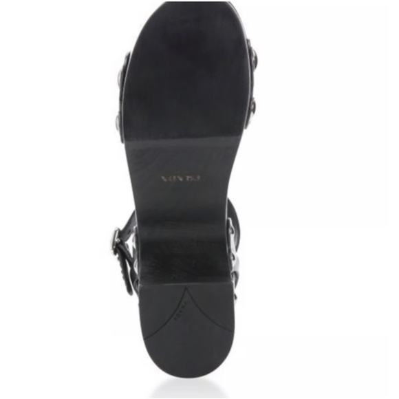 Like New Prada Platform Black Stud Sandal Wooden Clog Size 40 - Picture 4 of 11